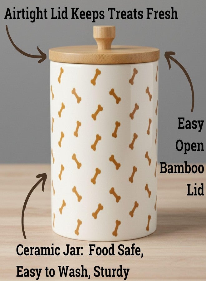 HB Design Co. Ceramic Dog Treat Container Airtight with Bamboo Lid, 5"W x 6.4"H, 4 Cups - Image 2