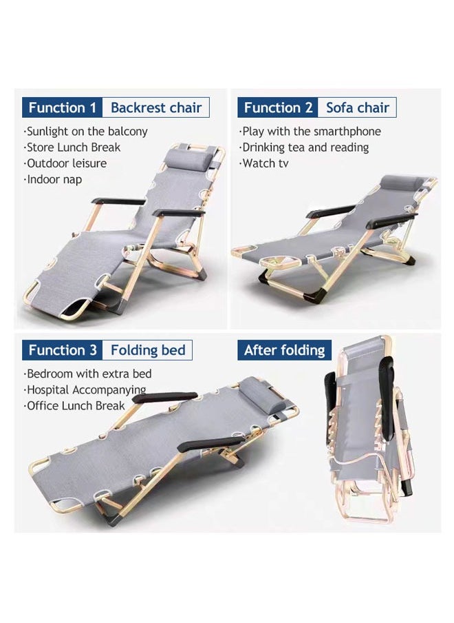 HQ-GAMING - Folding Lazy Sleeping Chair with Cotton Pad Cooling Lazy Couch Balcony Arm Chair  Zero Gravity Chair Lawn Recliner Reclining Patio Lounger Chair Folding Portable Chaise - Image 1