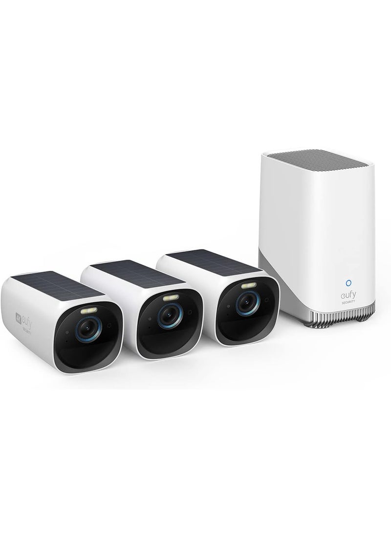 eufy - Security EufyCam 3 3-Cam Kit, Security Camera Outdoor Wireless, 4K Camera with Integrated Solar Panel, Forever Power, Face Recognition AI, Expandable Local Storage up to 16TB, No Monthly Fee - Image 1