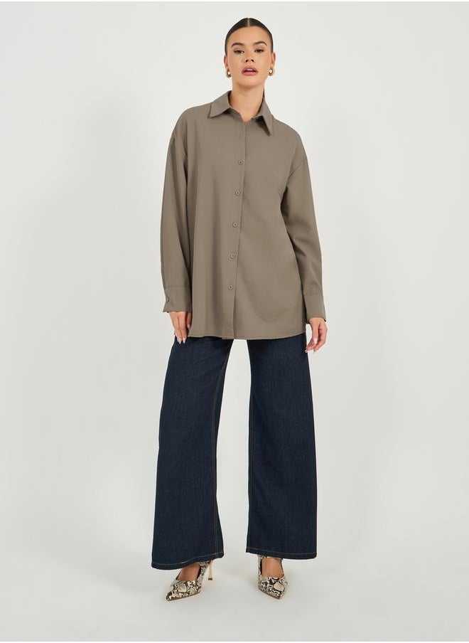 Styli - Oversized Drop Shoulder Shirt with Tie-Up Detail - Image 1