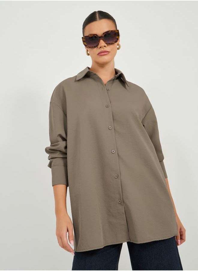 Styli - Oversized Drop Shoulder Shirt with Tie-Up Detail - Image 1