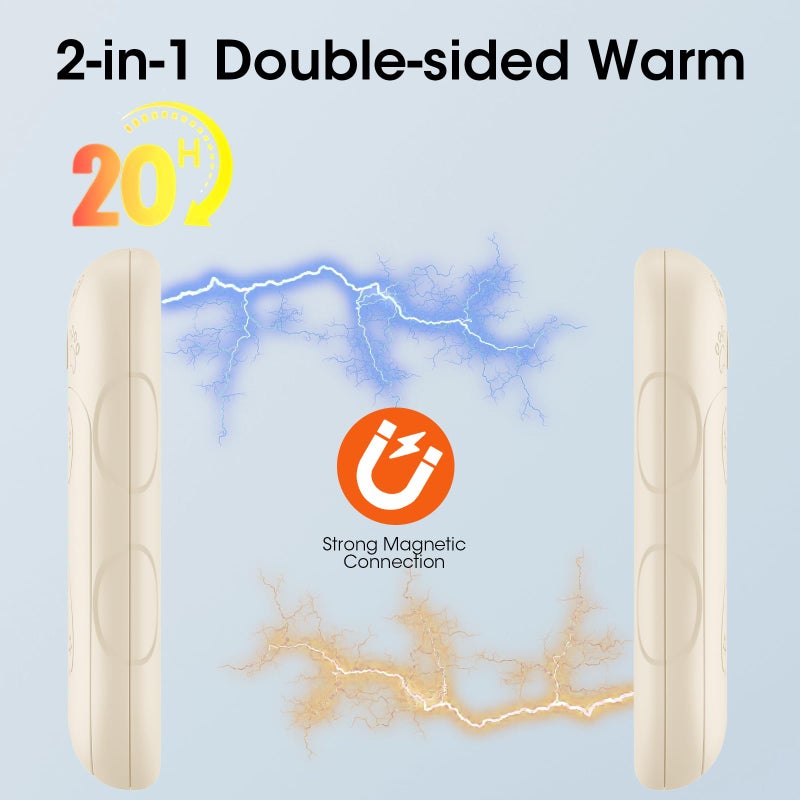 WXX Rechargeable Hand Warmers 2 Pack  Wxx 2 In 1 Electric Hand Warmer  6000Mah Portable Pocket Warmers Dual-Sided Safe Heating  Electronic Winter Gifts For Men Women Kids  Golf  Outdoors Beige - Image 3
