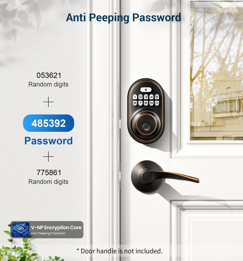 Veise Keyless Entry Door Lock, Electronic Keypad Deadbolt, Keyed Entry, Auto Lock, Anti-Peeking Password, Back Lit & Easy Installation Design, Oil Rubbed Bronze - Image 3