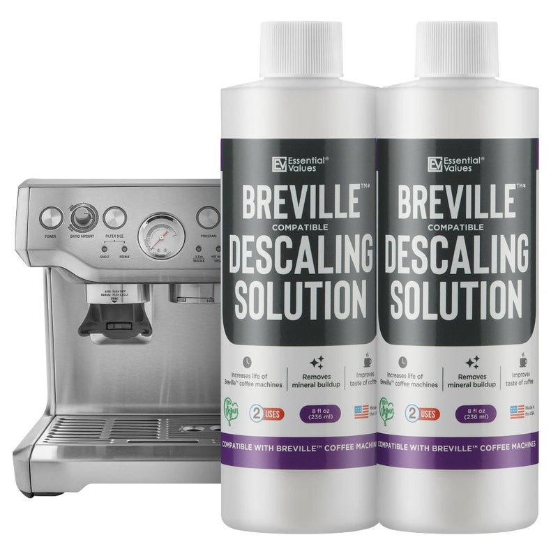 Essential Values Descaling Solution Compatible with Breville - Coffee Pot Cleaner - Descaler Specially Formulated for Breville Coffee Machines - 12 Month Supply, 2-Pack - Image 1