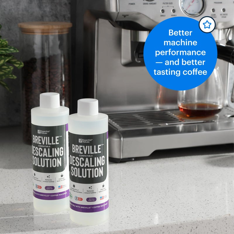Essential Values Descaling Solution Compatible with Breville - Coffee Pot Cleaner - Descaler Specially Formulated for Breville Coffee Machines - 12 Month Supply, 2-Pack - Image 2