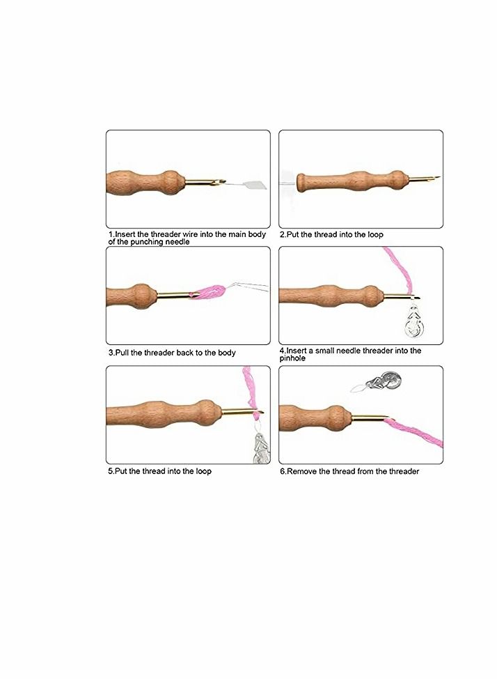 Excefore 21 Pcs Punch Needle Embroidery Kits Adjustable Rug Yarn Punch Needle, Wooden Handle Embroidery Pen,Embroidery Hoops,scissors, Needle Threader, Punch Needle Cloth for DIY Starter Kit - Image 4