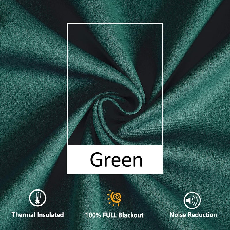 Treatmentex Green Pompom Curtains for Bedroom Living Room 95 inch Triple Weave Full Blackout Window Drapes for Hotel Men's Guest Room 52"" w x2 Panels Rod Pocket - Image 4
