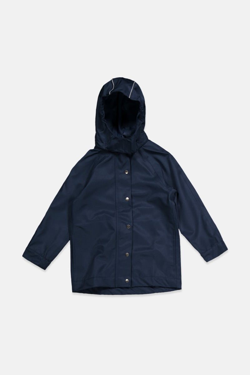 Tchibo Kids Boy Hooded Long Sleeve Plain Rain Jacket, Navy - Image 1