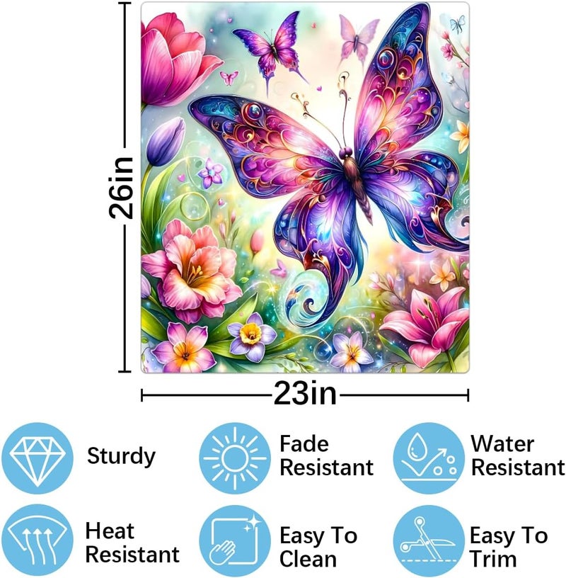 cfpolar Dishwasher Magnet Cover Butterfly Color Flowers Reusable Magnetic Door Cover Panel Decal Dishwasher Magnets Decorative Covers Refrigerator Kitchen Appliance Decor Front Dishwashers Covers 23" x 26" - Image 2