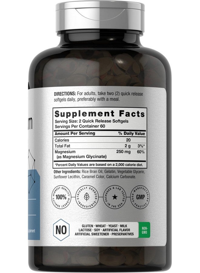 Horbäach Magnesium Glycinate | 250mg | 120 Softgels | Non-GMO and Gluten Free Supplement - Image 2