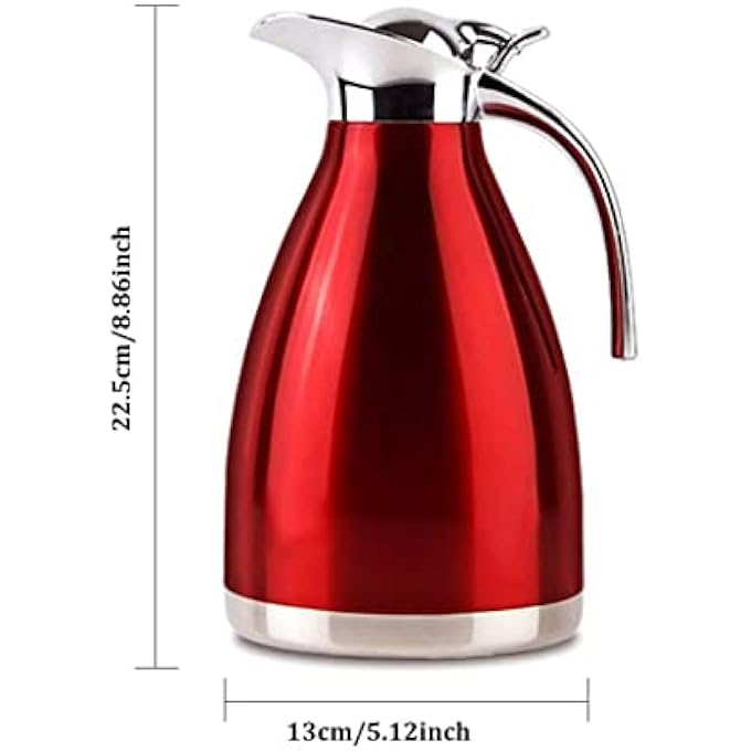 rayihni Vacuum Jug 304 Stainless Steel DoubleWall Thermal Carafe Coffee Pot AntiLeakage AntiSplashing Juice Milk Tea Pot Insulation Red 1L - Image 3