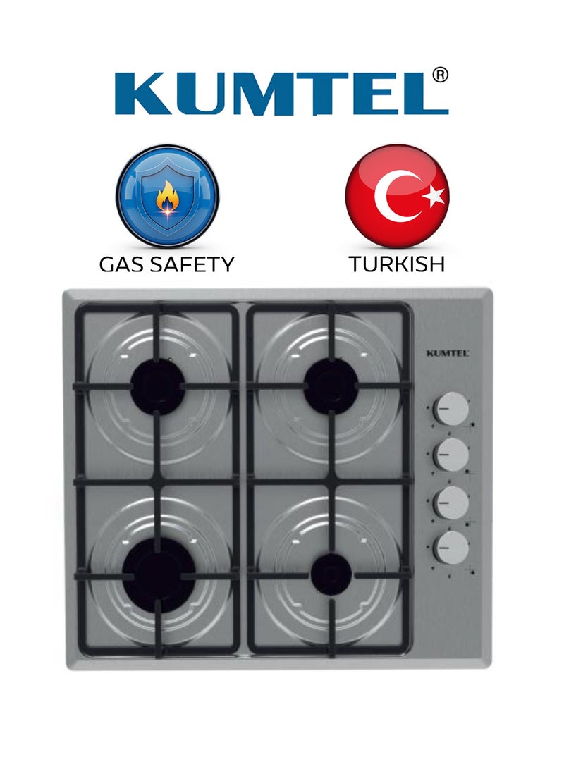 كومتيل سطح بلت ان غاز - مقاس 60 سم - عدد 4 عين - أمان كامل - تركي - استيل - M6-40BF/B - Image 1