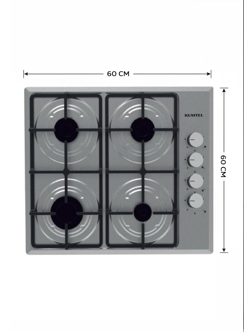 كومتيل سطح بلت ان غاز - مقاس 60 سم - عدد 4 عين - أمان كامل - تركي - استيل - M6-40BF/B - Image 3