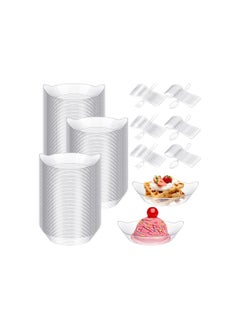 100 Pack Clear Mini Appetizer Plates, Small Disposable Plastic Plates Set with 100 Mini Forks and 100 Plastic Spoons for Weddings, Parties, and Desserts. Perfect for Serving Dishes!