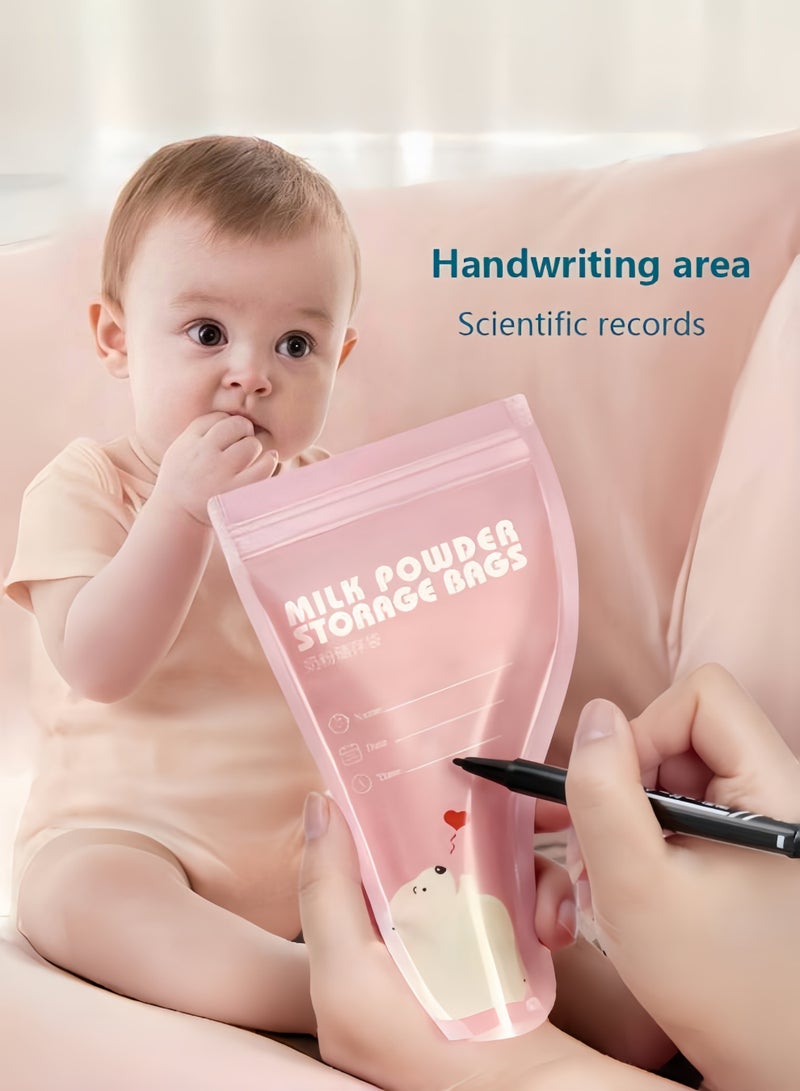 30 قطعة أكياس تخزين أغذية الأطفال موزع حليب مجفف أكياس تغذية أطفال محمولة يمكن التخلص منها حاوية حليب صناعي 300 مل/50 جم خالية من مادة BPA سعة للأطفال الصغار رعاية الآباء - Image 5