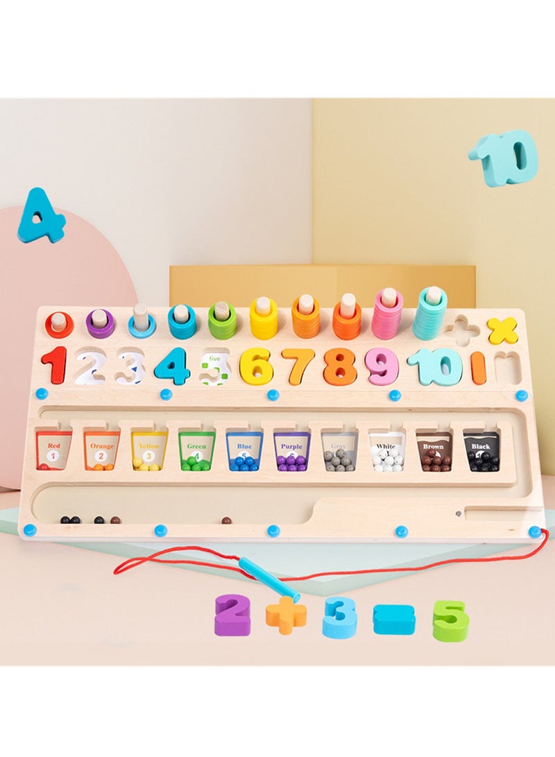 لوحة لوغاريتمية متعددة الوظائف من الخرز المغناطيسي لرياض الأطفال، لعبة ألغاز خشبية للتعليم المبكر - Image 4