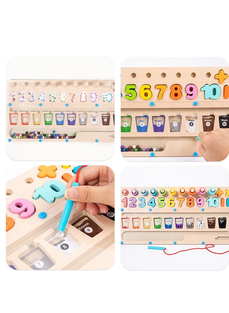 لوحة لوغاريتمية متعددة الوظائف من الخرز المغناطيسي لرياض الأطفال، لعبة ألغاز خشبية للتعليم المبكر - Image 5