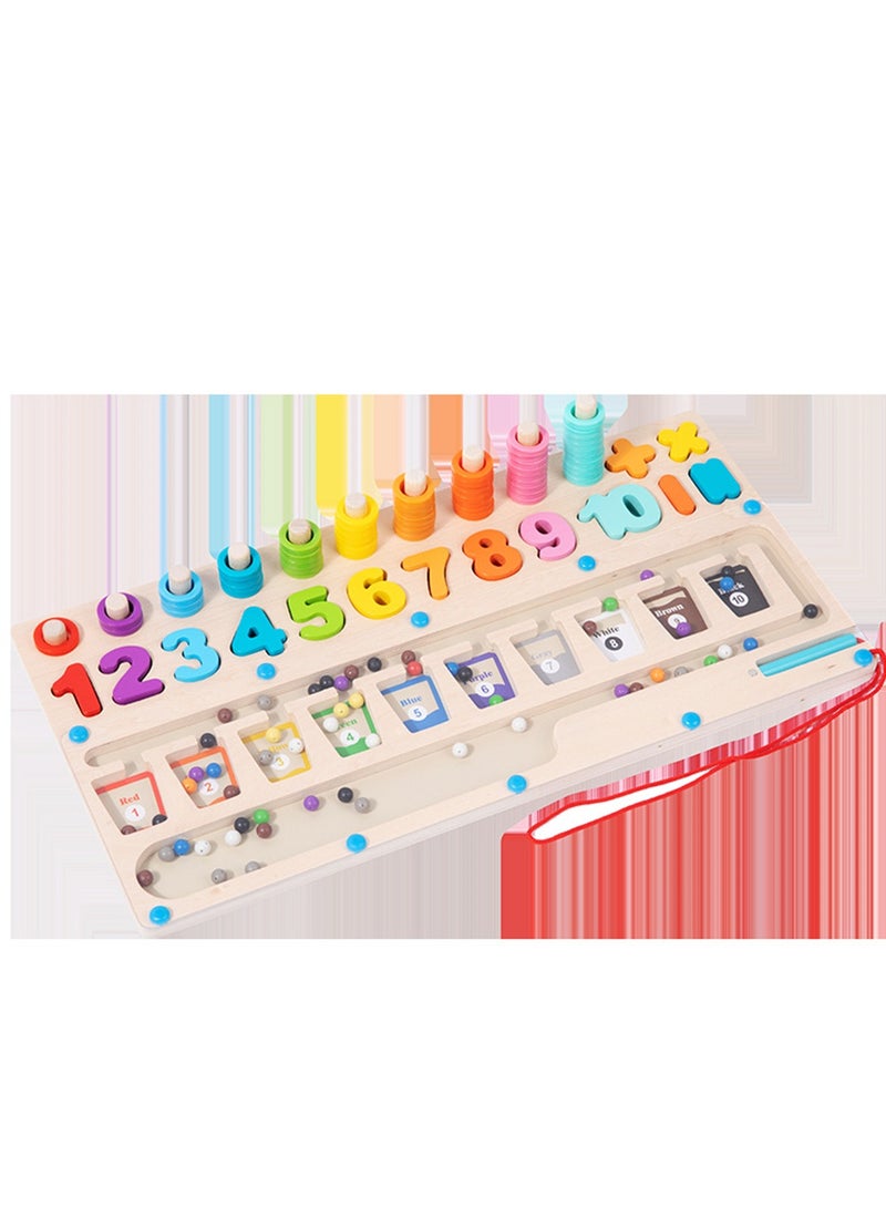 لوحة لوغاريتمية متعددة الوظائف من الخرز المغناطيسي لرياض الأطفال، لعبة ألغاز خشبية للتعليم المبكر - Image 3