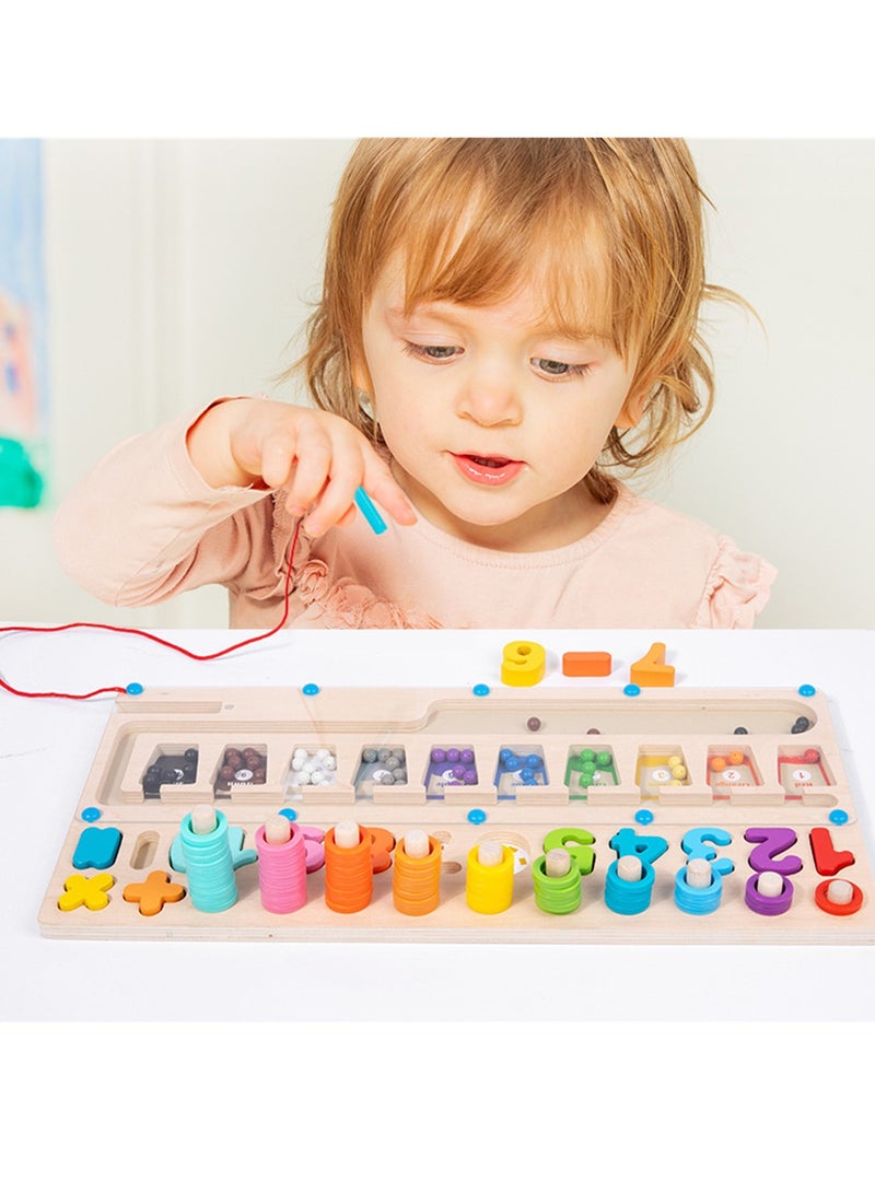 لوحة لوغاريتمية متعددة الوظائف من الخرز المغناطيسي لرياض الأطفال، لعبة ألغاز خشبية للتعليم المبكر - Image 2