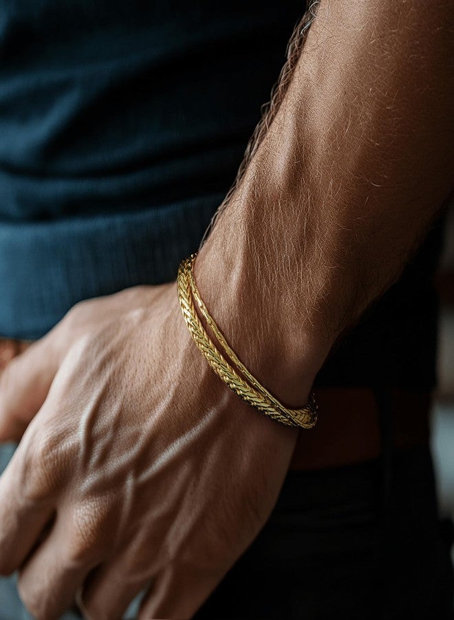 CISSIEPERAL Bracelets for Women Non Tarnish 14K Gold Bracelets for Men Wheat Chain & Foxtail Chain Bracelet for Womens Gold Bracelet Jewelry 6.5/7/7.5/8/8.5in - Image 3