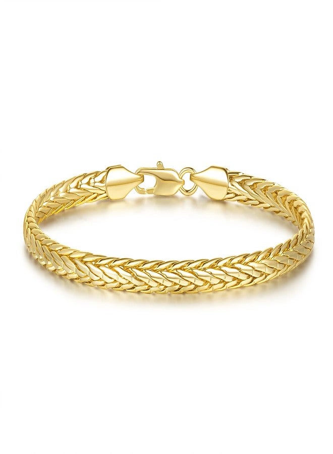 CISSIEPERAL Bracelets for Women Non Tarnish 14K Gold Bracelets for Men Wheat Chain & Foxtail Chain Bracelet for Womens Gold Bracelet Jewelry 6.5/7/7.5/8/8.5in - Image 1