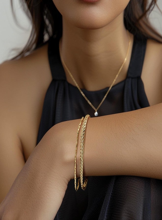 CISSIEPERAL Bracelets for Women Non Tarnish 14K Gold Bracelets for Men Wheat Chain & Foxtail Chain Bracelet for Womens Gold Bracelet Jewelry 6.5/7/7.5/8/8.5in - Image 2