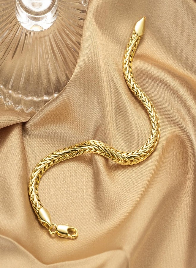 CISSIEPERAL Bracelets for Women Non Tarnish 14K Gold Bracelets for Men Wheat Chain & Foxtail Chain Bracelet for Womens Gold Bracelet Jewelry 6.5/7/7.5/8/8.5in - Image 4