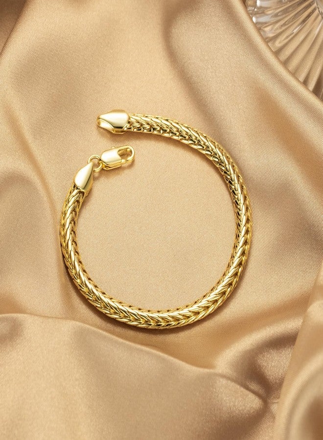 CISSIEPERAL Bracelets for Women Non Tarnish 14K Gold Bracelets for Men Wheat Chain & Foxtail Chain Bracelet for Womens Gold Bracelet Jewelry 6.5/7/7.5/8/8.5in - Image 5