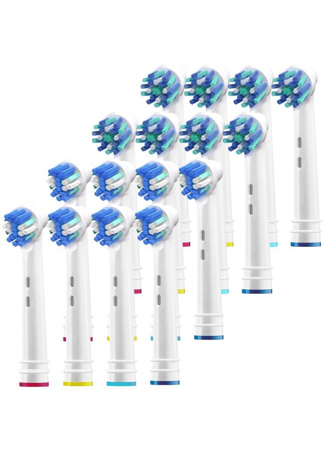 Pearl Enterprises Replacement Brush Heads Compatible With Oral B Braun Electric Toothbrush- 16 Pk of Generic Assorted Brushes For Oralb- 8 Cross & 8 Floss- Fits Oral-b Pro 1000, Vitality, Triumph, Kids + More! - Image 1