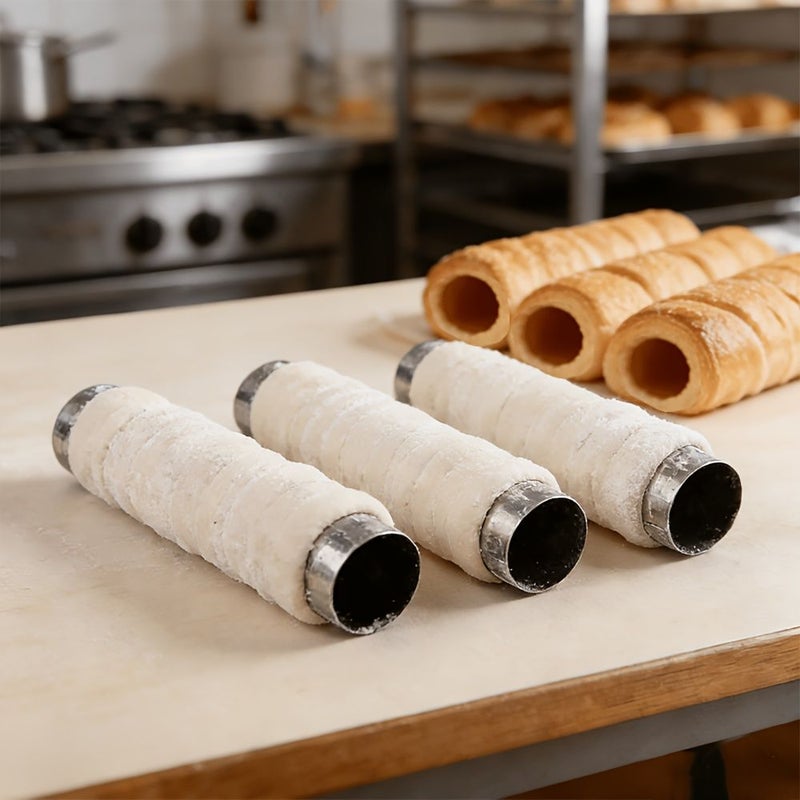 11 Piece Cream Puff Tube Set With Cleaning Brush Stainless Steel Baking Mold For Pastries Croissant Shells Ice Cream Muffins Waffles And Cream Puffs - Image 5