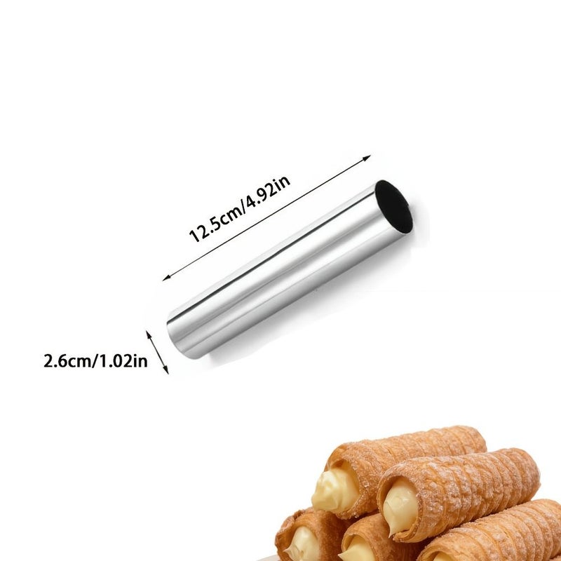 11 Piece Cream Puff Tube Set With Cleaning Brush Stainless Steel Baking Mold For Pastries Croissant Shells Ice Cream Muffins Waffles And Cream Puffs - Image 3