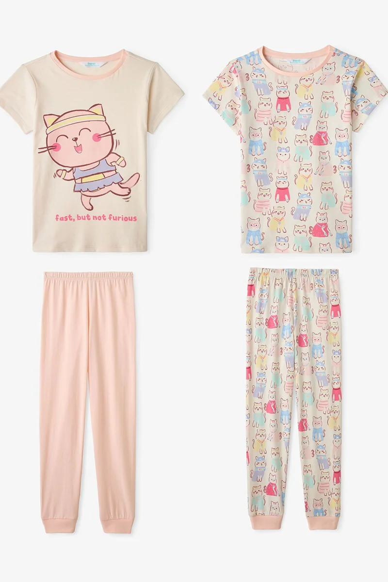 Penti PENTI Girls' Fast Cat Short Sleeve Pajama Set