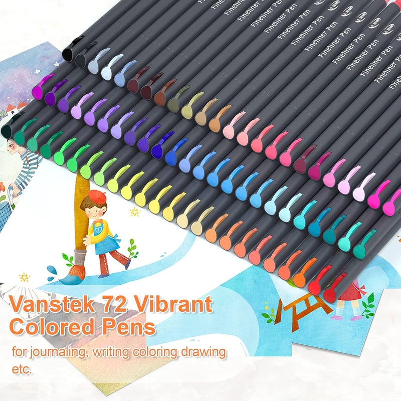 Vanstek 72 Colors Journal Planner Colored Pens, Fineliner Pens for Journaling, Writing Coloring Drawing, Note Taking, Calendar, Planner, Art Office School Gift Supplies - Image 2