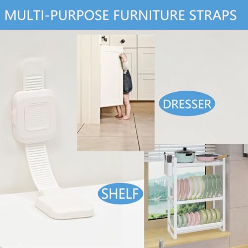 YEYA Upgraded No Drill Furniture Anchors for Baby Proofing, Anti-Tip Adjustable Straps, 2 Pack - Image 5