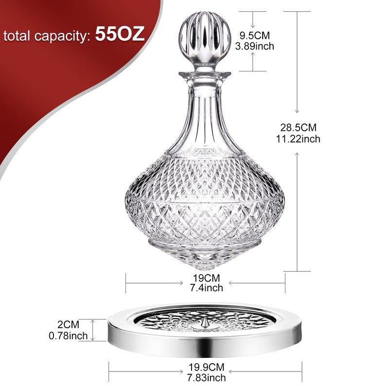 Paysky paysky spinning wine decanter with stopper, 50 oz red wine decanter crystal and gift box, for wedding gift, birthday, helovers'day, christmas day.  - Image 2