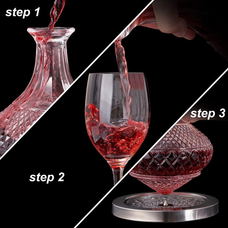 Paysky paysky spinning wine decanter with stopper, 50 oz red wine decanter crystal and gift box, for wedding gift, birthday, helovers'day, christmas day.  - Image 4