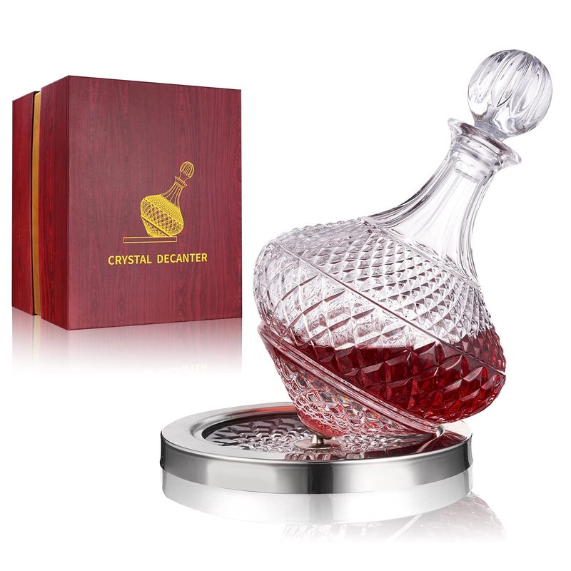 Paysky paysky spinning wine decanter with stopper, 50 oz red wine decanter crystal and gift box, for wedding gift, birthday, helovers'day, christmas day.  - Image 1