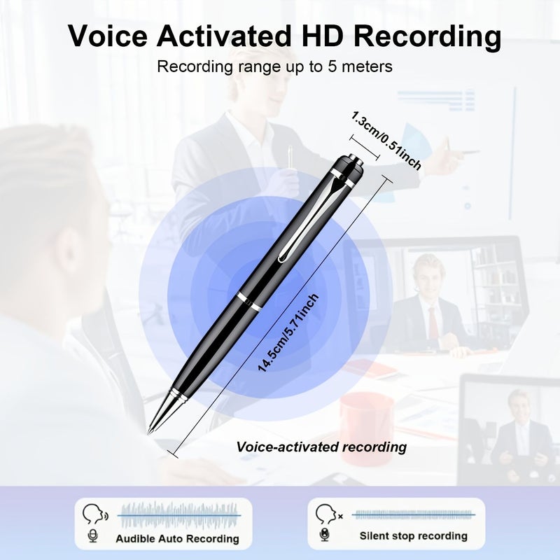 128GB Voice Activated Recorder With Noise Reduction And Auto Record Portable USB Rechargeable Mini MP3 Audio Recorder For Lectures Meetings Interviews Car PC Compatible Durable Design Long Battery Life Lightweight Device Student Notes Car Dictation - Image 3