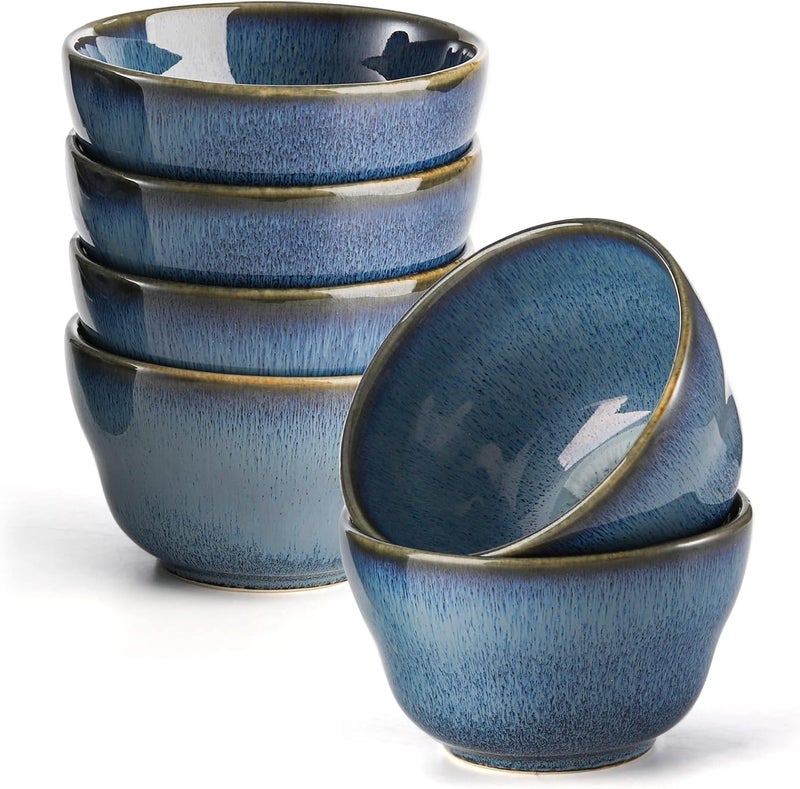 Peohud 6 Pack Small Dessert Bowls 8 Ounce Bouillon Cups Porcelain Pinch Bowl Ramekins for Dessert Pudding Soup Dipping Sauce - Image 5