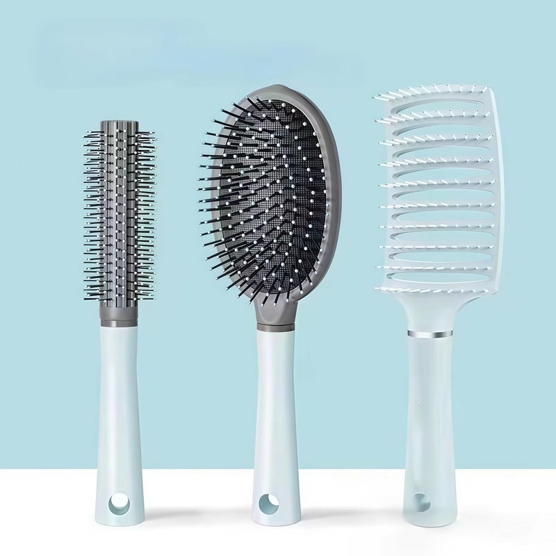 MsAnya 3 Pcs Paddle Hair Brush Set for Men and Women, Great On Wet or Dry Hair, No More Tangle, Detangles Long Thick Thin Curly Natural Hair - Image 1