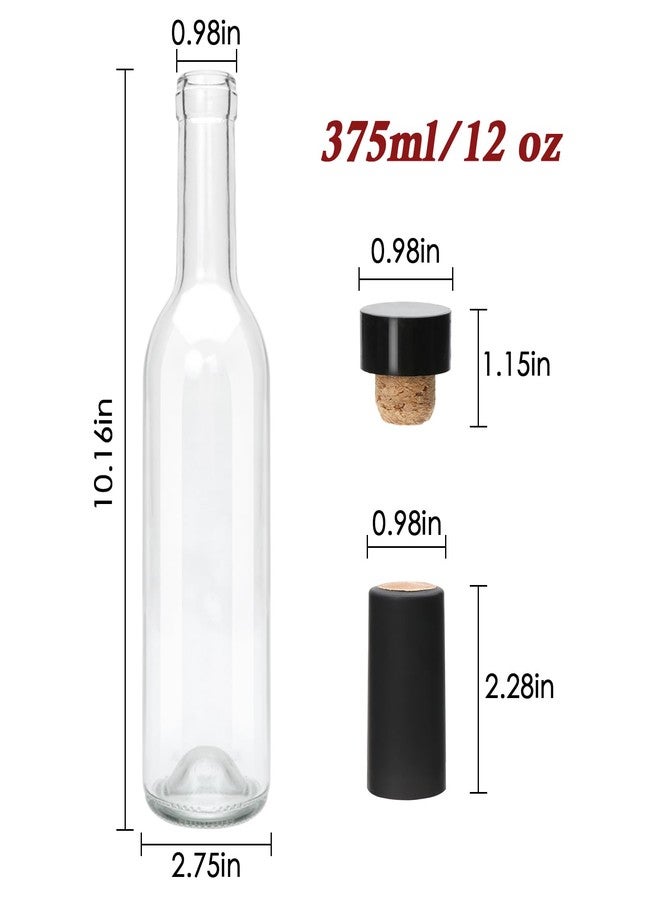 إنتشنج زجاجات Encheng سعة 12 أونصة مع أغطية من الفلين، زجاجات تخمير النبيذ المنزلي مع أغطية وكبسولات قابلة للانكماش، زجاجة شفافة لصنع النبيذ الفوار والكفير والعصير والمشروبات، مانعة للتسرب، آمنة للاستخدام في أواني الطعام، عبوة من 12 زجاجة - Image 2