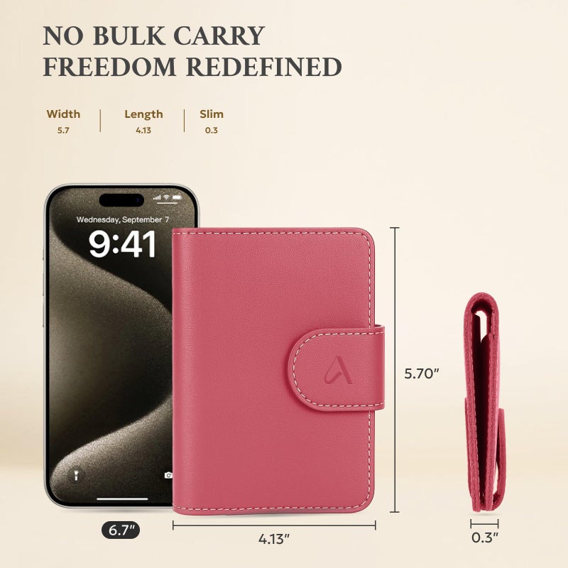 ALLIVE Rfid Passport Holder for Travel Women, Rfid Passport Cover Wallet, Genuine Leather Passport Holder for Travel with AirTag Hidden, Airport Essentials, Travel Gifts (Rose Pink) - Image 5