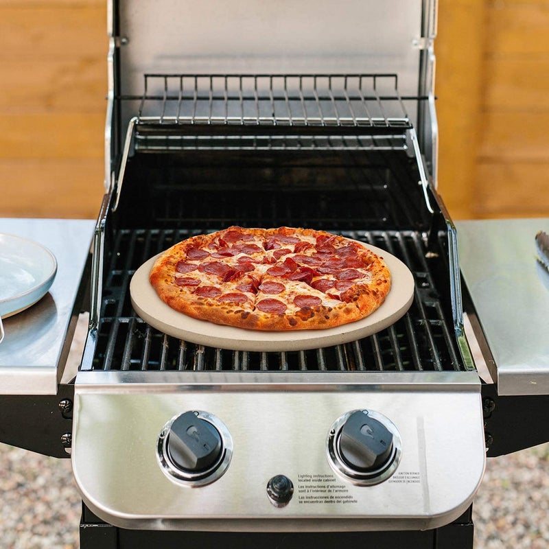 NILKANTH ® Pizza Baking Stone with Serving Rack, Natural Ceramic Stoneware, 12" - Image 5