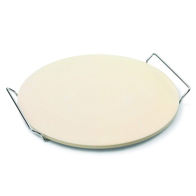 NILKANTH ® Pizza Baking Stone with Serving Rack, Natural Ceramic Stoneware, 12" - Image 1