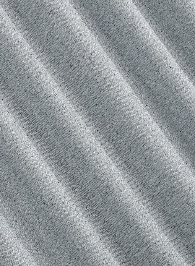 Sun Zero Roxy Generation Slub Texture Tacked Bow Semi-Sheer Tie Top Curtain Panel, 50" x 63", Faded Blue - Image 2