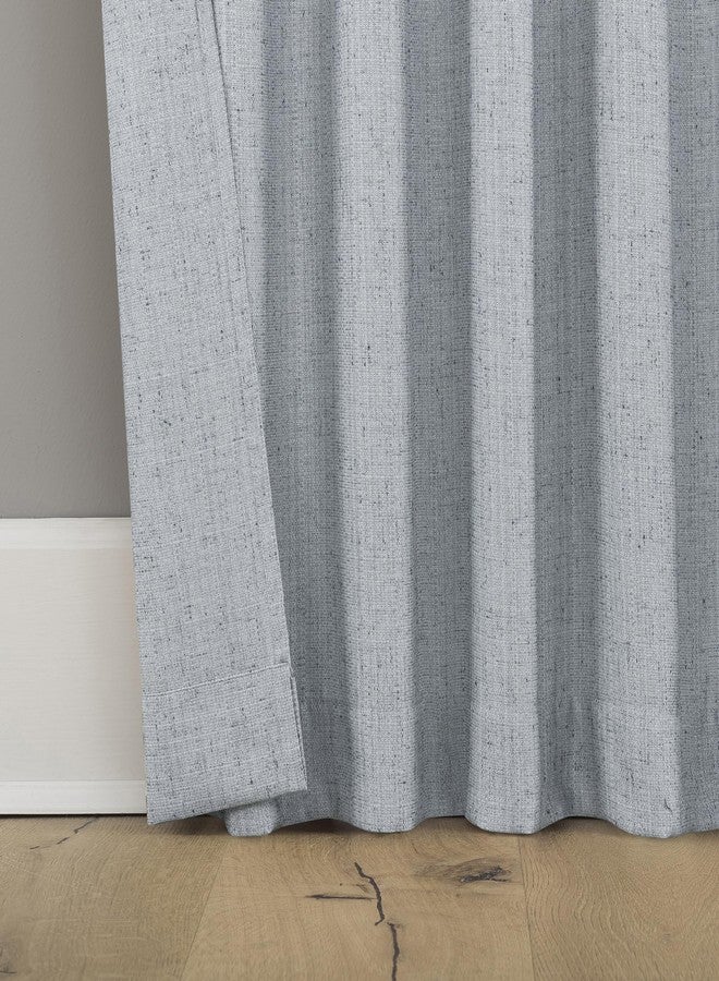 Sun Zero Roxy Generation Slub Texture Tacked Bow Semi-Sheer Tie Top Curtain Panel, 50" x 63", Faded Blue - Image 3