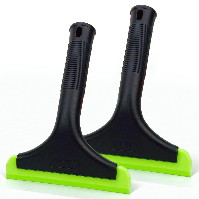 GUGUGI Super Flexible Silicone Squeegee Auto Water Blade Water Wiper Shower Squeegee 59 Blade and 75 Long Handle for Car Windshield Window Mirror Glass Door Black Green