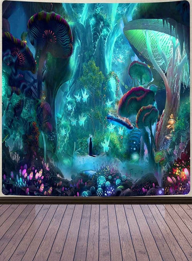 Aidatain Enchanted Forest Mushroom Plant Tapestry Fairy Tale Large Tree Jungle Landscape Wall Hanging Flannel Large 80" 60" Tapestries for Bedroom Living Room Dorm GTWHAT250 - Image 1