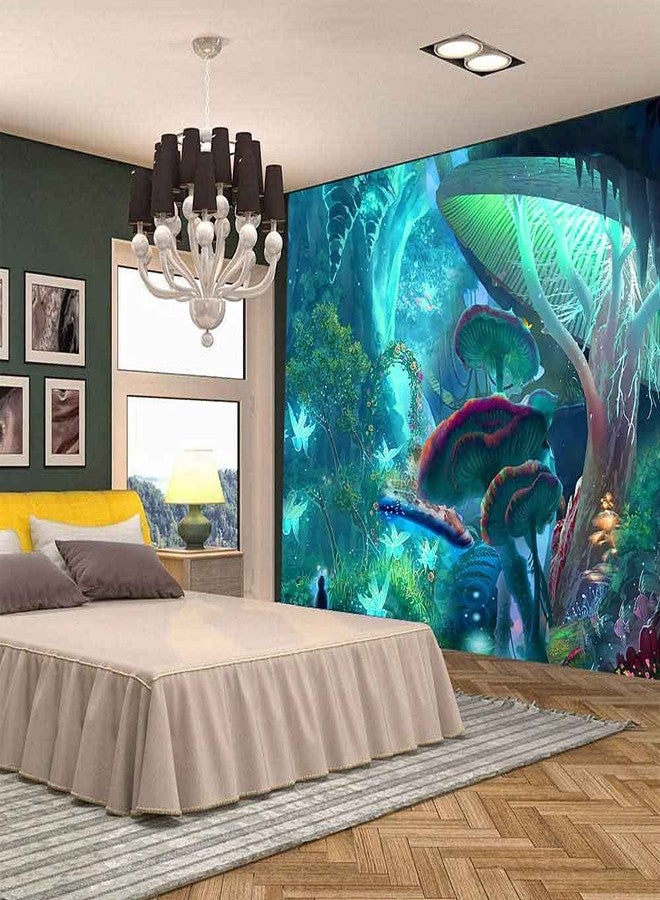 Aidatain Enchanted Forest Mushroom Plant Tapestry Fairy Tale Large Tree Jungle Landscape Wall Hanging Flannel Large 80" 60" Tapestries for Bedroom Living Room Dorm GTWHAT250 - Image 3