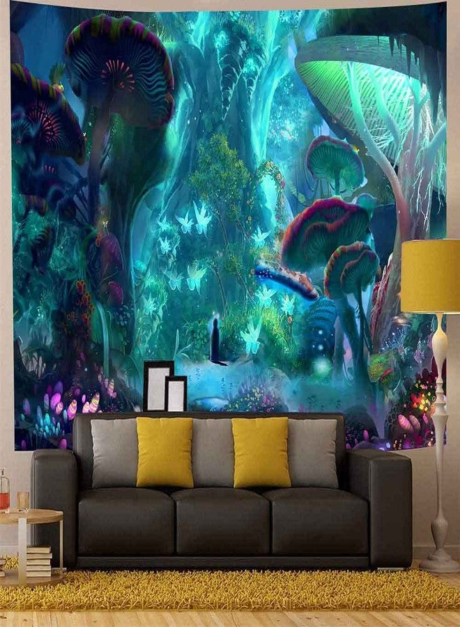 Aidatain Enchanted Forest Mushroom Plant Tapestry Fairy Tale Large Tree Jungle Landscape Wall Hanging Flannel Large 80" 60" Tapestries for Bedroom Living Room Dorm GTWHAT250 - Image 4